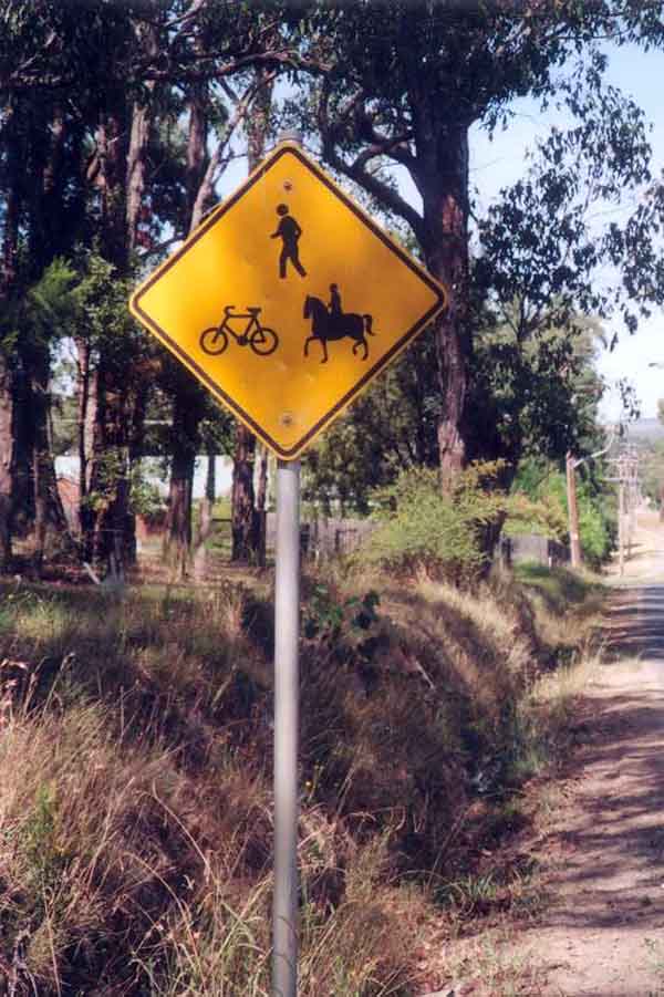 Beware pedestrians, cycles and horses