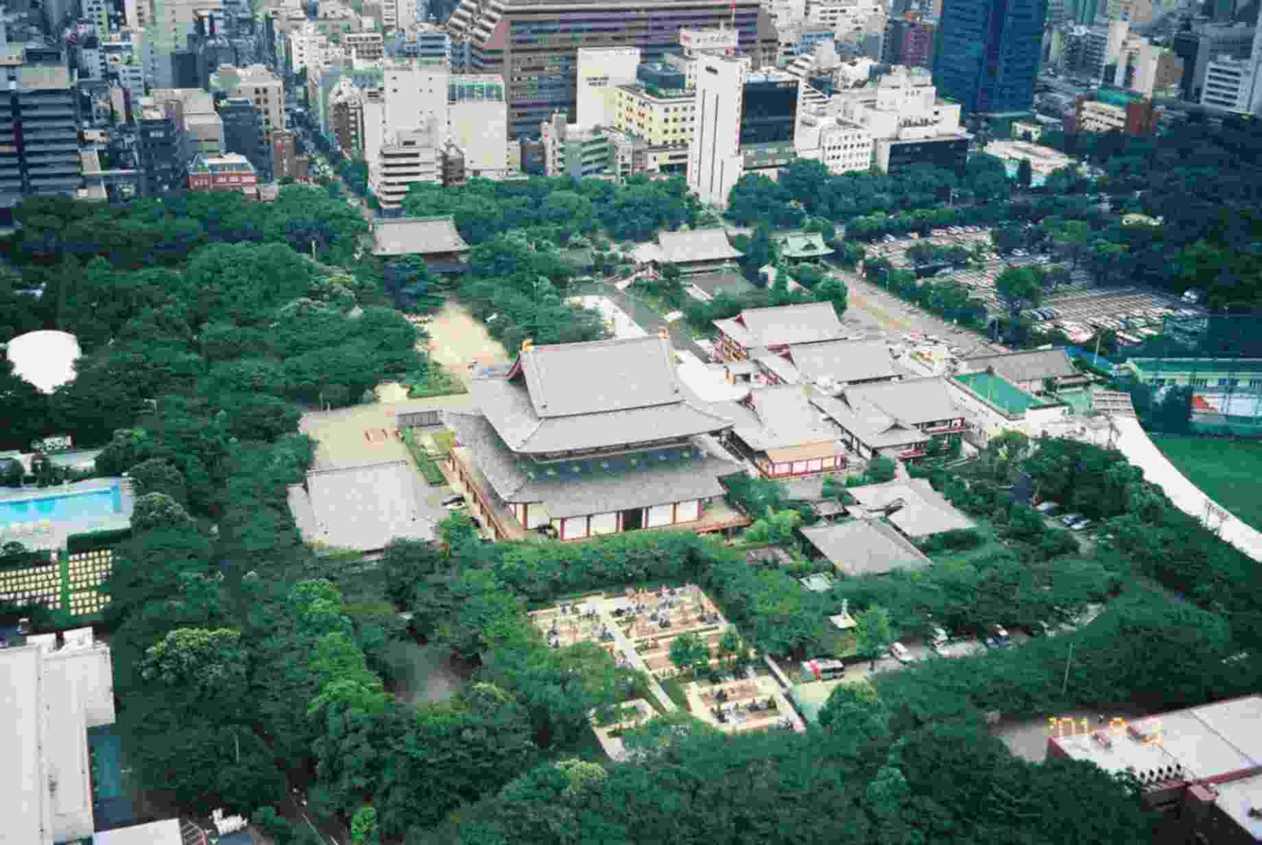 Looking down on the Temple