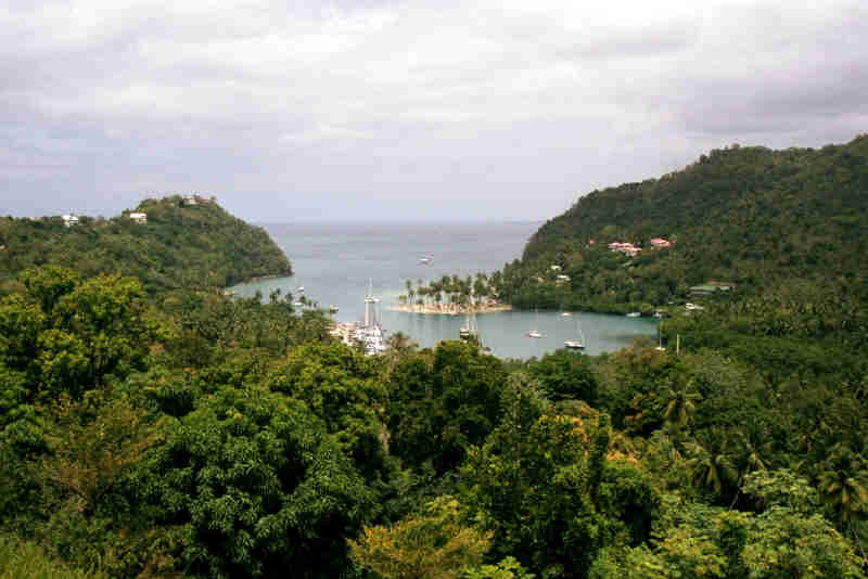 Looking down on Marigot Bay, April 2000