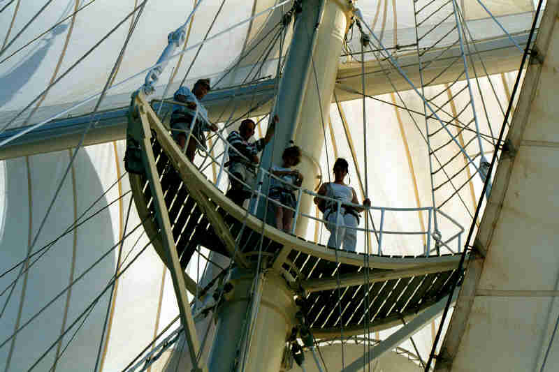 Looking down from the mast