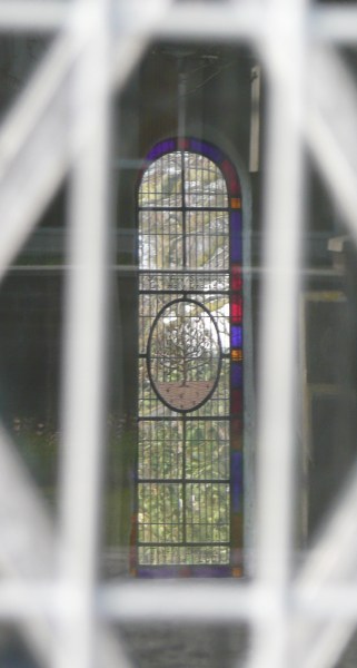 Norman window with modern stained glass