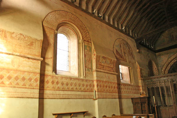 Wall paintings in the Nave, Copford Green Church