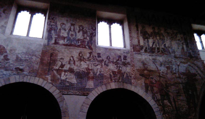 John the Baptist & St Edmund, with the Coronation of the Virgin Mary above