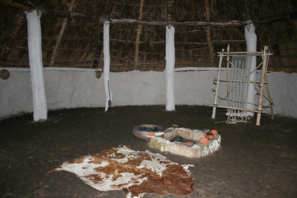 Inside the Iron Age Roundhouse, Ryedale Folk Museum, 
Hutton-le-Hole, Ryedale, Yorkshire